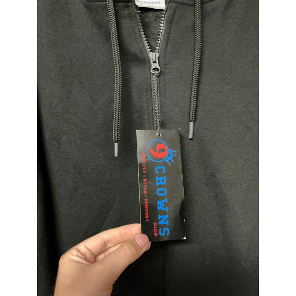 9 Crowns Men’s Fleece Full-Zip Ninja Hoodie Black Size L - Picture 4 of 9